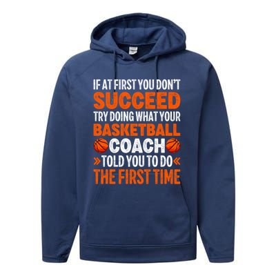 Funny Basketball Coaching For Mom Dad Papa Mama Gift Performance Fleece Hoodie