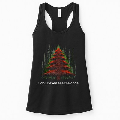 Funny Binary Christmas Tree Cool Computer Programmer Women's Racerback Tank