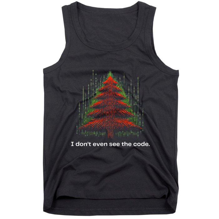 Funny Binary Christmas Tree Cool Computer Programmer Tank Top
