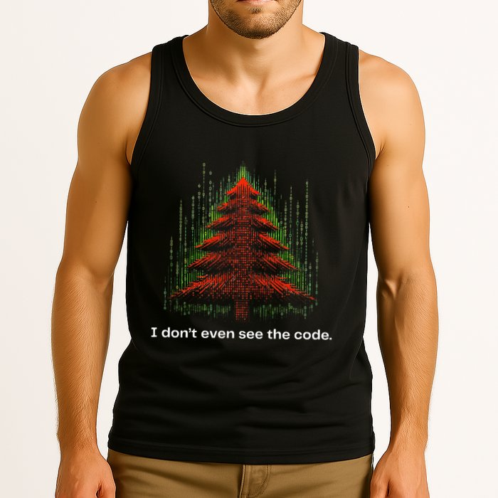 Funny Binary Christmas Tree Cool Computer Programmer Tank Top