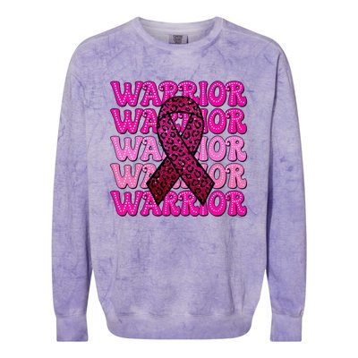 Fight Breast Cancer Awareness Warrior Ribbon Colorblast Crewneck Sweatshirt