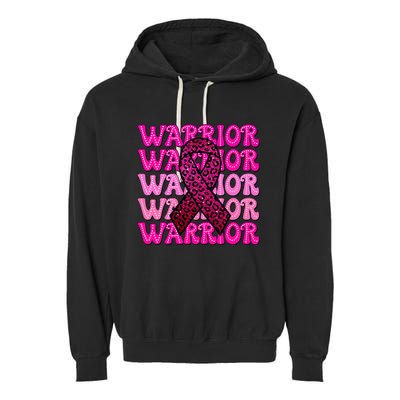 Fight Breast Cancer Awareness Warrior Ribbon Garment-Dyed Fleece Hoodie