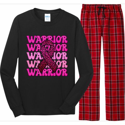 Fight Breast Cancer Awareness Warrior Ribbon Long Sleeve Pajama Set