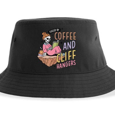 Fueled By Coffee And Cliff Hangers Funny Design Sustainable Bucket Hat