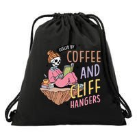 Fueled By Coffee And Cliff Hangers Funny Design Drawstring Bag