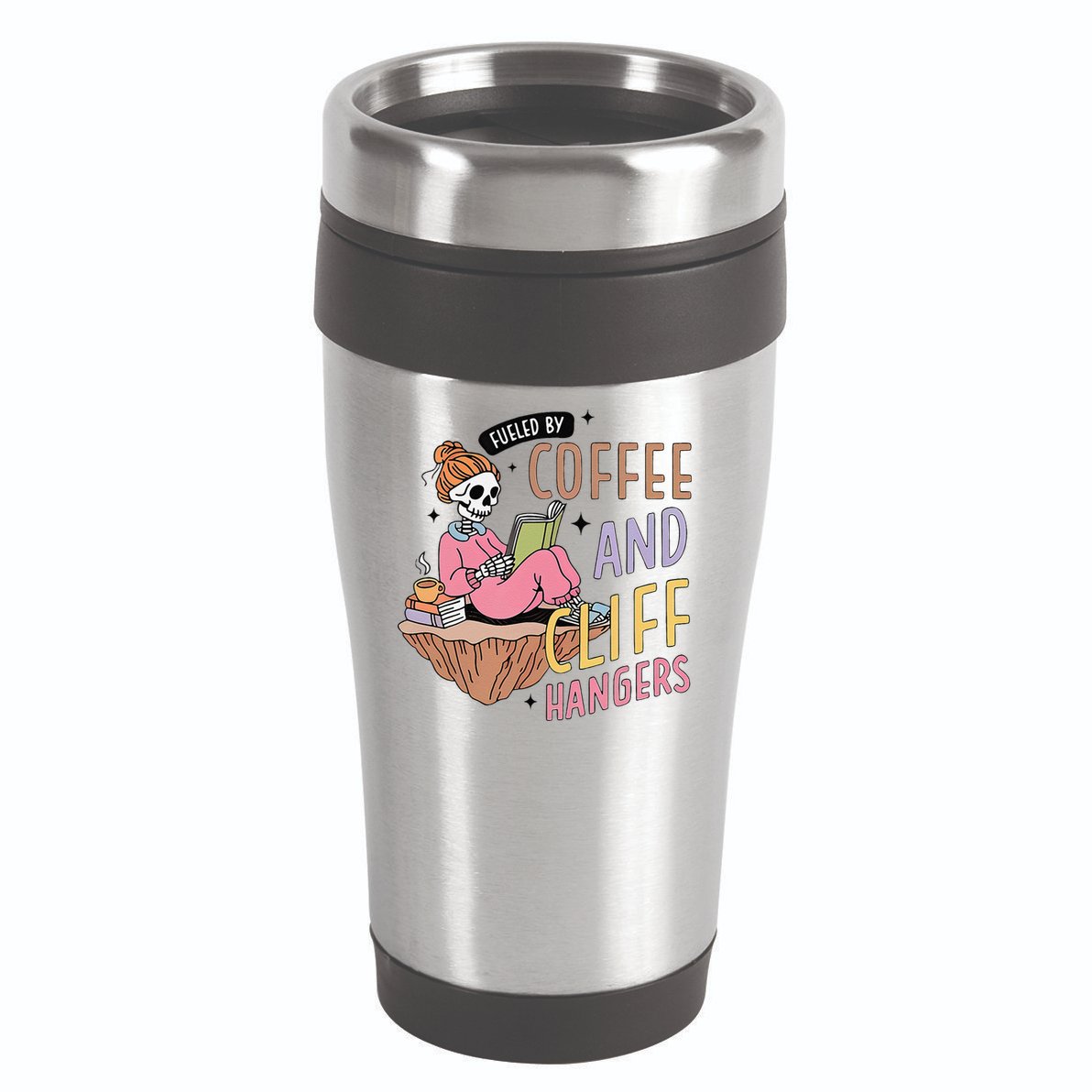 Fueled By Coffee And Cliff Hangers Funny Design 16oz Travel Tumbler