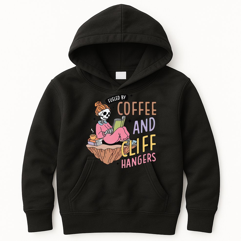 Fueled By Coffee And Cliff Hangers Funny Design Kids Hoodie