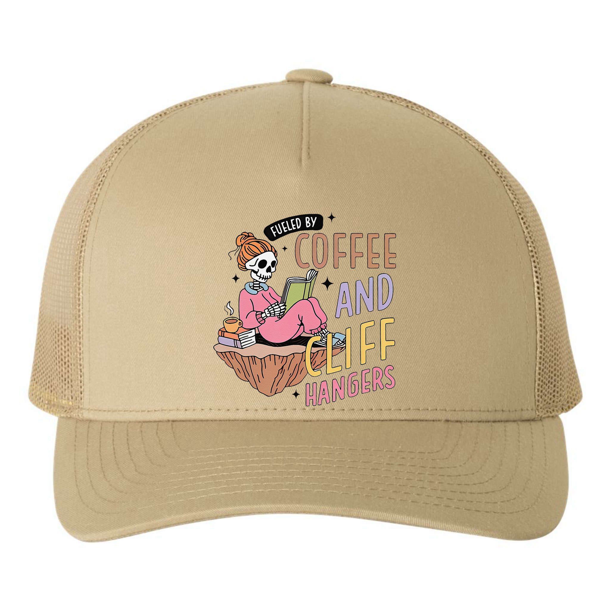 Fueled By Coffee And Cliff Hangers Funny Design Yupoong Adult 5-Panel Trucker Hat