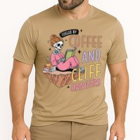 Fueled By Coffee And Cliff Hangers Funny Design Performance Shirt
