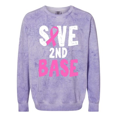 Funny Breast Cancer Awareness Month Save Second 2nd Base Colorblast Crewneck Sweatshirt