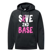 Funny Breast Cancer Awareness Month Save Second 2nd Base Performance Fleece Hoodie