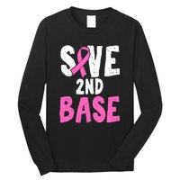 Funny Breast Cancer Awareness Month Save Second 2nd Base Long Sleeve Shirt