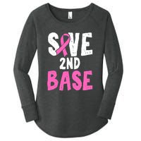 Funny Breast Cancer Awareness Month Save Second 2nd Base Women's Perfect Tri Tunic Long Sleeve Shirt