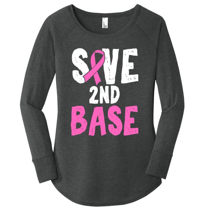 Funny Breast Cancer Awareness Month Save Second 2nd Base Women's Perfect Tri Tunic Long Sleeve Shirt