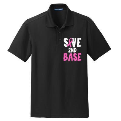 Funny Breast Cancer Awareness Month Save Second 2nd Base Dry Zone Grid Polo