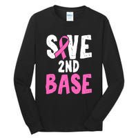 Funny Breast Cancer Awareness Month Save Second 2nd Base Tall Long Sleeve T-Shirt