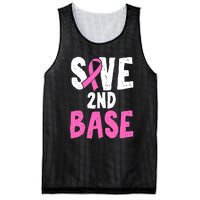 Funny Breast Cancer Awareness Month Save Second 2nd Base Mesh Reversible Basketball Jersey Tank