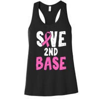 Funny Breast Cancer Awareness Month Save Second 2nd Base Women's Racerback Tank