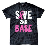 Funny Breast Cancer Awareness Month Save Second 2nd Base Tie-Dye T-Shirt