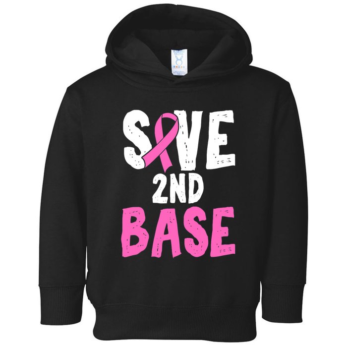 Funny Breast Cancer Awareness Month Save Second 2nd Base Toddler Hoodie