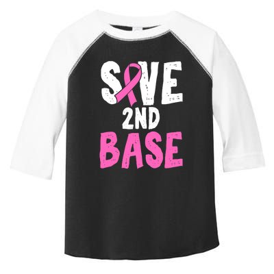 Funny Breast Cancer Awareness Month Save Second 2nd Base Toddler Fine Jersey T-Shirt