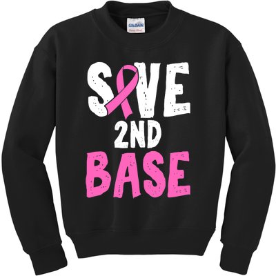 Funny Breast Cancer Awareness Month Save Second 2nd Base Kids Sweatshirt