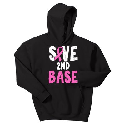 Funny Breast Cancer Awareness Month Save Second 2nd Base Kids Hoodie