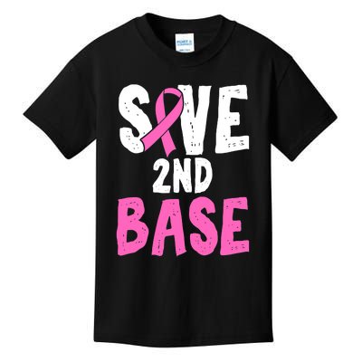 Funny Breast Cancer Awareness Month Save Second 2nd Base Kids T-Shirt