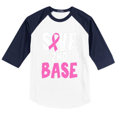 Funny Breast Cancer Awareness Month Save Second 2nd Base Baseball Sleeve Shirt