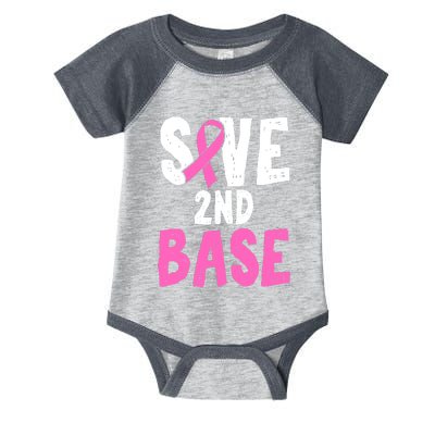 Funny Breast Cancer Awareness Month Save Second 2nd Base Infant Baby Jersey Bodysuit