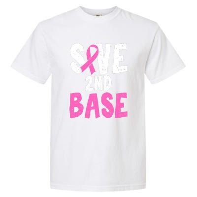 Funny Breast Cancer Awareness Month Save Second 2nd Base Garment-Dyed Heavyweight T-Shirt