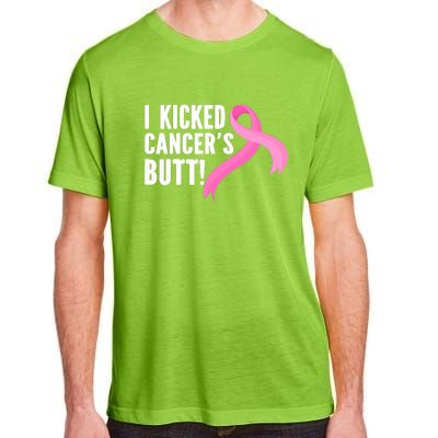 Funny Breast Cancer I Kicked Cancers Butt Design Adult ChromaSoft Performance T-Shirt