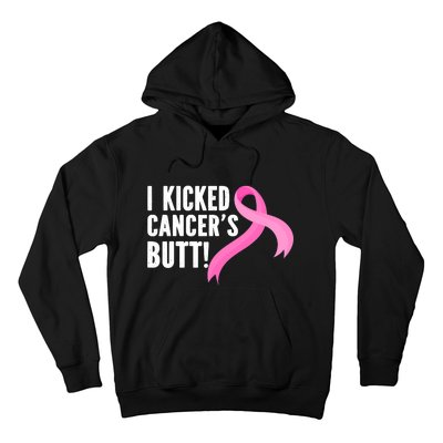 Funny Breast Cancer I Kicked Cancers Butt Design Hoodie