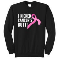 Funny Breast Cancer I Kicked Cancers Butt Design Sweatshirt