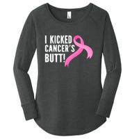 Funny Breast Cancer I Kicked Cancers Butt Design Women's Perfect Tri Tunic Long Sleeve Shirt