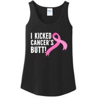 Funny Breast Cancer I Kicked Cancers Butt Design Ladies Essential Tank