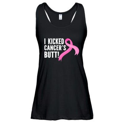 Funny Breast Cancer I Kicked Cancers Butt Design Ladies Essential Flowy Tank