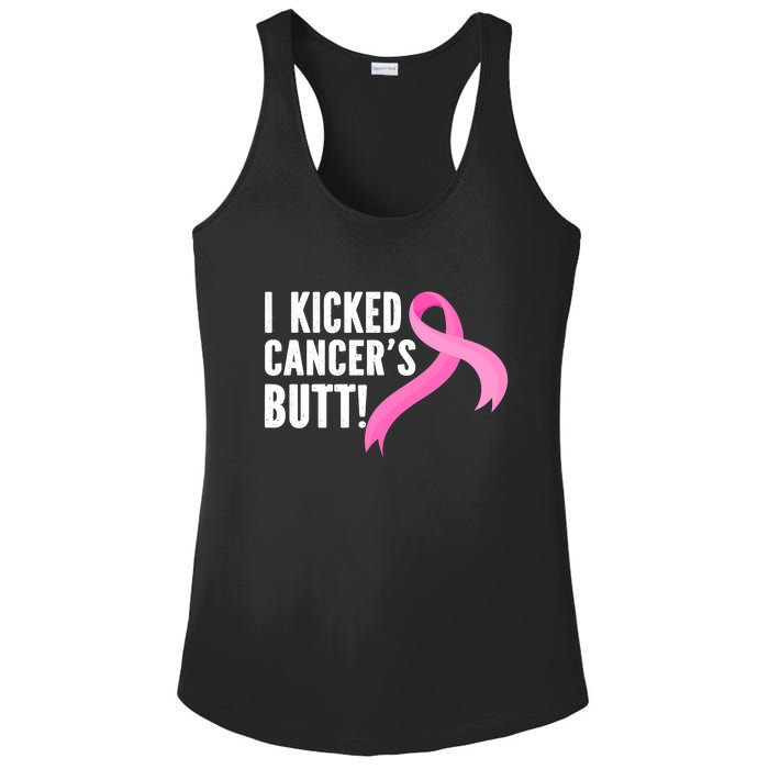 Funny Breast Cancer I Kicked Cancers Butt Design Ladies PosiCharge Competitor Racerback Tank