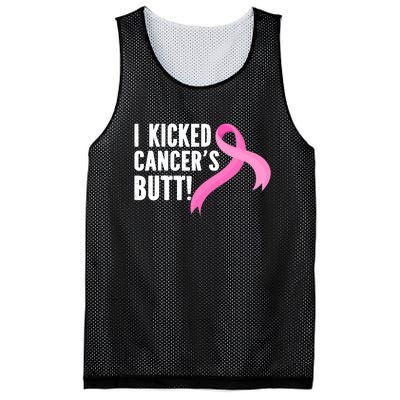 Funny Breast Cancer I Kicked Cancers Butt Design Mesh Reversible Basketball Jersey Tank