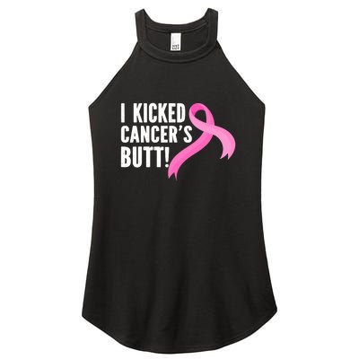 Funny Breast Cancer I Kicked Cancers Butt Design Women's Perfect Tri Rocker Tank