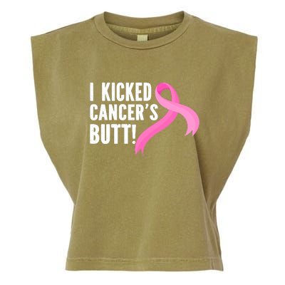 Funny Breast Cancer I Kicked Cancers Butt Design Garment-Dyed Women's Muscle Tee