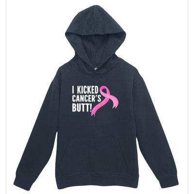 Funny Breast Cancer I Kicked Cancers Butt Design Urban Pullover Hoodie