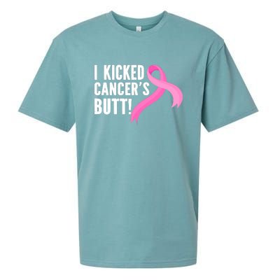 Funny Breast Cancer I Kicked Cancers Butt Design Sueded Cloud Jersey T-Shirt