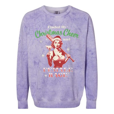 Fueled By Christmas Cheer And Female Rage Funny Liberal Colorblast Crewneck Sweatshirt