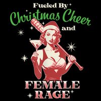 Fueled By Christmas Cheer And Female Rage Funny Liberal Stripe Pom Pom Beanie