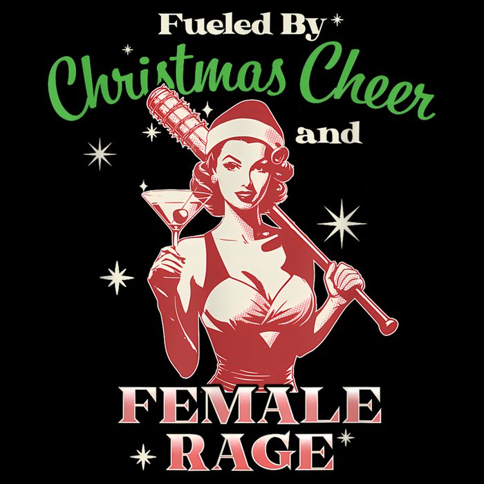 Fueled By Christmas Cheer And Female Rage Funny Liberal Stripe Pom Pom Beanie