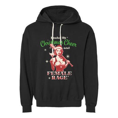 Fueled By Christmas Cheer And Female Rage Funny Liberal Garment-Dyed Fleece Hoodie