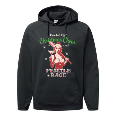 Fueled By Christmas Cheer And Female Rage Funny Liberal Performance Fleece Hoodie