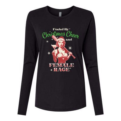 Fueled By Christmas Cheer And Female Rage Funny Liberal Womens Cotton Relaxed Long Sleeve T-Shirt