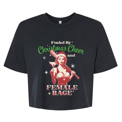 Fueled By Christmas Cheer And Female Rage Funny Liberal Bella+Canvas Jersey Crop Tee